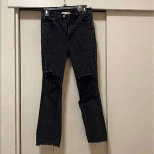 Abercrombie distressed black straight jeans